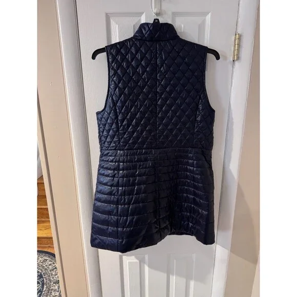 Talbots Long PrimaLoft Filled Puffer Vest Womens Large Navy Blue Full Zip New * - Picture 10 of 12